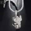 Hip Hop Iced Out Bling Cubic Zircon CZ Bean Halsband hängsmycken för män smycken med tenniskedja Y1130195A
