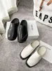 디자이너 The Row Dress Shoes High Set 2022 가을 패션 라운드 헤드 가죽 Baotou Sandals 캐주얼 뮬러 슬리퍼