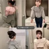 Jackor Girls Cardigan Autumn Fall Baby Sweet Sweet Clothing Barn Children Top Spets Lapel Jacket för 2 7Y 231215