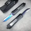 MICRO TECH 3300 OTF AUTO Knife blue titanium 3.66" 440C Steel Blade,Zinc alloy + carbon fiber Handles,Camping Outdoor Tactical Self-defense Knives EDC Pocket Knife