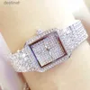 Dameshorloges Montre Femme 2023 Vol Diamanten Quartz Dames Zilver Horloges Luxe merk Kristal Vierkant Dameshorloge Strass Dames KlokL231216