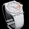 Inaf AP15400 A3120 Automatisk män Titta på kolfiberfodral Silver Textured Stick Dial White Nylon Strap Super Edition Reloj Hombre Puretime D4