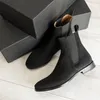 Stivali Stivali Chelsea da uomo Business Flock Punta tonda Slip-On Stivali formali da uomo solidi Taglia 38-48 Stivali da uomo 231216