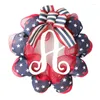 Decorative Flowers Independence Day Wreath America Net Yarn Patriotic Veterans For Front Door Wall Ornaments 4th Of July