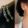 Dangle Kroonluchter Mode Groene Gouden Lange Parel Kwastje Oorbellen Voor Vrouwen Vintage Sieraden Party Bruiloft Trendy 231216