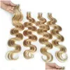 Skin Weft Hair Extensions Pianokleur Tape In 27/613 Body Wave High Light Gemengd Bruin Blond Remy Human 100 g/partij Drop Delivery Produc Dhud5