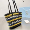 classic summer Straw anagram Shoulder Bag handbag hobo mens Designer Shopper bag luxury Stripes weave travel Cross body clutch Beach bags