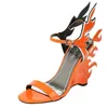 Sandalias Tacón alto Zapatos de boda de verano Plataforma Cuñas Casual Grande 10 cm Llama Reunirse Naranja 231216