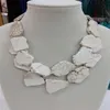Charm Chunky White Turquoise Slice Handmade BIb Necklace Woman Handmade 18''273H