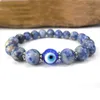 SN0577 Jasper Evil Eye pulseira boa sorte olho charme pulseira pulseira de pedra azul e branca para Mens238r
