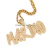 Ожерелья с подвесками, модное ожерелье с буквами «сделай сам», позолоченное Bling Iced Out Cz с веревочной цепочкой для мужчин Wom209A Drop Deliver Dhbt8