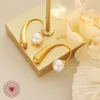 Boucles d'oreilles géométriques Imitation perle pour filles, en acier inoxydable, accessoires de styliste coréen pour femmes, vente en gros, bijoux de perçage