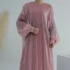 Roupas étnicas Modest Abaya para Mulheres Muçulmanas Cardigan Aberto Maxi Vestidos Turquia Kimono Islâmico Árabe Robe Dubai Kaftan Femme Jalabiya Eid
