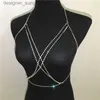 Andra modetillbehör ellolace Shining Rhinestones Chest Cross Bo Chain Boho Multi Layers Bröstkedjan Harness Bo Jewelery Jewelry Crystal Chester231215