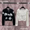 Luxury Fashion O-neck Long Sleeve Knitted Tops Women Sweater Pattern Jacquard Single Breasted Solid Knitwear Fashion casual