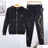 Herrspårar plein björn mens hoodie jacka byxor crystal skl tracksuit män hoodies casual tracksuits jogger jackets byxor set dhhk9