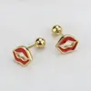 Ohrstecker Romantik Sexy Lippen Rot Damen Edelstahl Rosa Niedlicher Krabbenschmuck