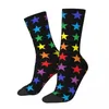 Men's Socks Crazy Design Abstract Rainbow Stars Basketball Five Points Polyester Crew For Women Men Breathable