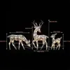 Dekoracje ogrodowe Iron Art Elk Deer Deer Dekoracja świąteczna z LED Świezącą błyszczącą renifer Xmas Home Outdoor Yard Ornament Decor 231216