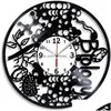 ウォールクロック生物学時計ヴィンテージレコードレトロラージアートスタディ12インチバースデーギフト生物学ホーム庭の装飾dhiyn