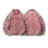 Jaquetas masculinas Hip Hop Vintage Patchwork Lapela Jaqueta Masculina e Feminina Denim Casaco Marca Solta BF Estilo Vintage Lavado Jaqueta Rosa Escura Na Moda 231215