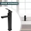 Rubinetti per lavandino del bagno Rubinetto per lavabo Nero Miscelatore acqua fredda e acqua Set di accessori in acciaio inossidabile Cucina