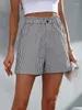 Shorts femininos verão apertado cintura alta calças femininas listra casual botão reto bolso calças curtas elegante trabalho 2023 praia