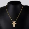 Collier croix de luxe plaqué or avec diamant personnalisable, vente en gros