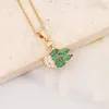 Fashion Jewelry Necklaces 18k Gold Plated Emerald Bow Butterfly Clover Jewelry for women