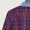 Kvinnors jackor kvinnor höst och vinter specialpris vävt tweed stitching ladylike denim jacka