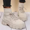 Boots Women Thick-soled Ankle Female Casual Platform Shoes Ladies Autumn Lace Up Sock Fashion Booties Woman