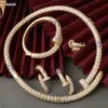 Donia – bijoux à gros ongles en cuivre, micro incrusté de zircon, collier, bague, bracelet, boucles d'oreilles, quatre ensembles d'accessoires de styliste, set261C