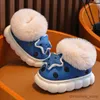 Slipper Winter Heel Wrap Waterproof Cartoon Bow Plush Slippers Children's Non-Slip Soft Sole Kids Baby Girls Warm High Home Cotton Shoes R231216