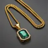Naszyjniki wisiorek Hip Hop lodowany kwadratowy złoty kolor łańcuchy ze stali nierdzewnej dla mężczyzn Wysoka jakość biżuterii 231216