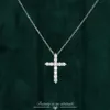 Xiy Custom Daily Gifts Hurtowe Pure Real Gold 0,22ct Natural Diamond Cross Naszyjnik AU750 Fine Jewelry