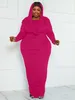 Robes de grande taille ZJFZML ZZ vêtements pour femmes robe crayon froncée tenues de mode d'automne à manches longues paquet hanche Maxi vêtements de salon