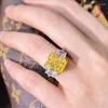 Cluster Rings 925 Sterling Silver Simulated Moissanite Radien Cut Created Citrine Gemstone Ring Girls Fine Jewelry