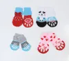 4pcs/set Cute Puppy Dog Shoes Anti-Slip Knit Socks Small Dogs Cat Shoes Chihuahua Boots Winter Indoor Wear Slip On Paw Protector SN5330