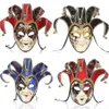 Máscaras de festa rosto cheio homens mulheres veneziano teatro jester joker masquerade máscara com sinos mardi gras festa bola halloween cosplay m203h