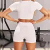 Actieve sets Naadloze yoga dames sport crop top en hoog getailleerde shorts voor fitness outdoor kleding workout set