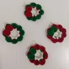 Boucles d'oreilles pendantes de noël rouge vert pour femmes, fil tricoté à la main, Crochet, bijoux de fête de vacances pour filles, cadeau