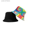 Hoeden met brede rand Emmerhoeden Nieuw Katoen Straatgraffiti Heren Emmerhoed Dubbelzijdig Hip Hop Buiten Dames Cs Strand Zonbescherming Vissen Unisex BonnetL231216