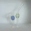 Glass Oil Burner Pipe Water Dog With Stand Base 5in Height Hookah Colorful Smoking Handle pipes OD Bong Nail Dab Rig ZZ