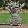 Decorative Objects Figurines Resin Dragon Meditated Statue Courtyard Sculpture Dinosaur Shape Outdoor Yard Garden Decoration Miniature Items 231216