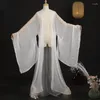 Stage Wear Chiffon Black Hanfu Cloak Fairy Cardigan Chinese Traditional Clothes Coat Wide Sleeves Men Women Festival DNV16364