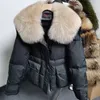 Parkas pour femmes Maomaokong lâche véritable col de fourrure 2023 veste de canard blanc femmes hiver luxe manteau bouffant surdimensionné plume vêtements d'extérieur 231215