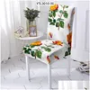 Stoelhoezen Stoel Ers Geschilderde Bloemen Keuken Elf Kerstdecoratie Fauteuil Er Spandex Eettafel Bureau Drop Delivery Thuis Gard Dhjl0