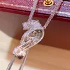 Collier panthère en diamant pour femmes, marque de luxe, yeux verts brillants, pendentif léopard en zircon, ras du cou 286C