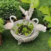 Decorative Objects Figurines Resin White Swan Statue Wter Pool Flower Pot Landscape Courtyard Garden Swans Sculpture Home Decoration Three 231216