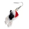 Dangle Lustre Acrylique Noël Doux Carlin Chien Boucles D'oreilles Goutte Mignon Animaux Cadeau Femmes Fille Adolescents Enfant Festival Charmes Décoration B319T